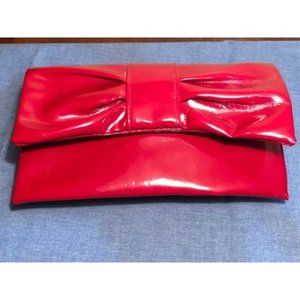 Estee Lauder Womens Clutch Handbag Red Shiny Snap Bow Evening Small Purse gift